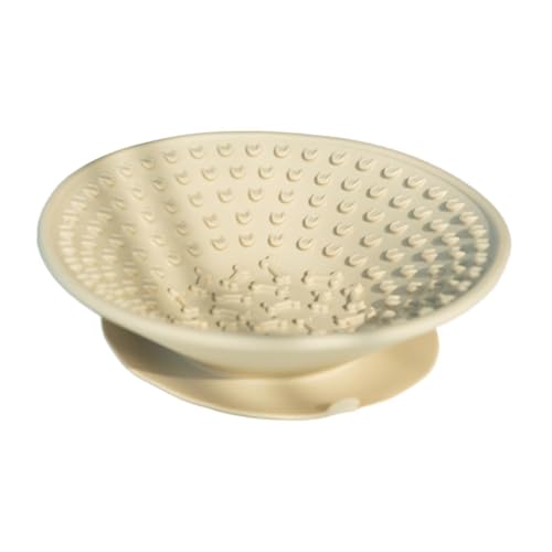 perfk Hundenapf mit langsamer Fütterung, Tierbedarf, leicht zu reinigen, rutschfest, Futternapf mit langsamer Fütterung und Saugnapf, Beige von perfk
