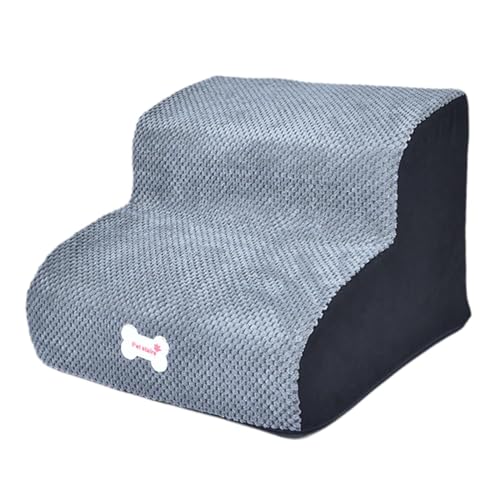 perfk Hundetreppe für Kleine Hunde Extra Breite Haustierstufen, Hohes Bettklettern, Waschbar Leiter, Abnehmbare,Katzenleiter,Hundetreppe Bett für den Innenbereich, Grau 30cm Höhe von perfk