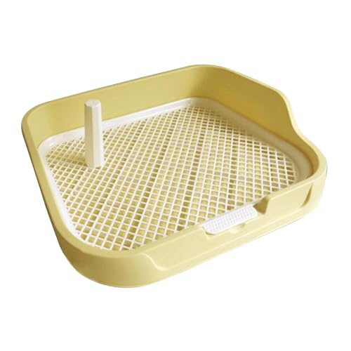 perfk Hundetoilette, Hundetöpfchen-Unterlage mit abnehmbarem Pfosten, Wiederverwendbare Netz-Trainingstoiletten-Töpfchenschale für kleine und mittelgroße, Gelb perfk Hundetoilette, Hundetöpfchen-Unterlage mit abnehmbarem Pfosten, Wiederverwendbare Netz-Trainingstoiletten-Töpfchenschale für kleine und mittelgroße, Gelb von perfk