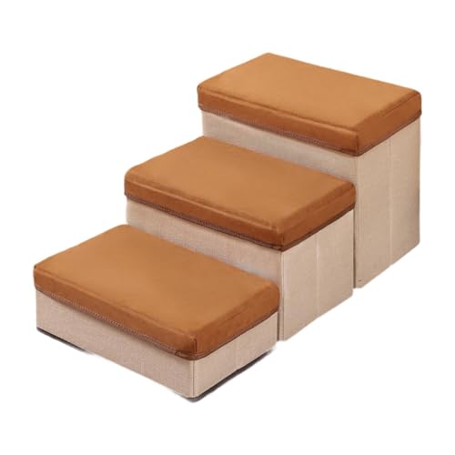 perfk Hundetreppe, 3 Stufen, Mehrzweck-Klapptreppe für Haustiere, für Welpen, kleine Haustiere, hohe Betten oder Sofas, ältere Katzen, Heimtierbedarf, Kaffee perfk Hundetreppe, 3 Stufen, Mehrzweck-Klapptreppe für Haustiere, für Welpen, kleine Haustiere, hohe Betten oder Sofas, ältere Katzen, Heimtierbedarf, Kaffee von perfk