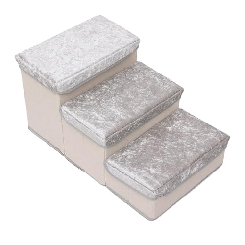perfk Hundetreppe mit Stauraum für Hohe Möbel, Klappbare Stufen für Hunde, Rampe für Sofa Und Bett, Grau perfk Hundetreppe mit Stauraum für Hohe Möbel, Klappbare Stufen für Hunde, Rampe für Sofa Und Bett, Grau von perfk