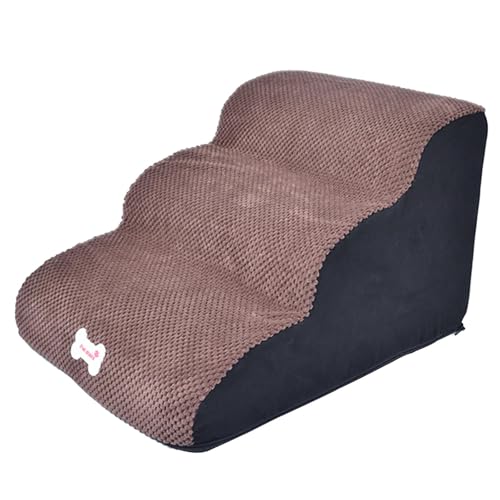 perfk Hundetreppenrampe, 3-Stufen-Leiter, waschbarer Bezug, sanfte Steigung, für Bett, Couch, Sofa, Stuhl, rutschfest, 40,9 x 56 x 34,3 cm, Kaffee perfk Hundetreppenrampe, 3-Stufen-Leiter, waschbarer Bezug, sanfte Steigung, für Bett, Couch, Sofa, Stuhl, rutschfest, 40,9 x 56 x 34,3 cm, Kaffee von perfk