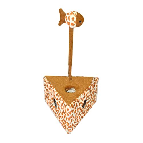 perfk Interaktives Katzenspielzeug, Katzen-Puzzle-Spielzeug für Hauskatzen und Kätzchen, Selbstspiel-Unterhaltungsgeschenk mit Glocke, Haustierbedarf, Dreieck von perfk
