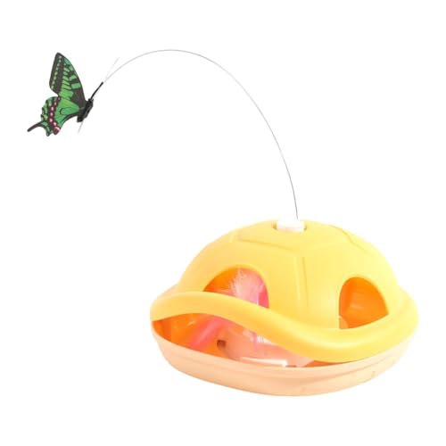 perfk Interaktives Katzenspielzeug mit Feder, Selbstspielspielzeug, automatischer Teaser, rotierender, flatternder Schmetterling zum Spielen und Trainieren, Gold perfk Interaktives Katzenspielzeug mit Feder, Selbstspielspielzeug, automatischer Teaser, rotierender, flatternder Schmetterling zum Spielen und Trainieren, Gold von perfk