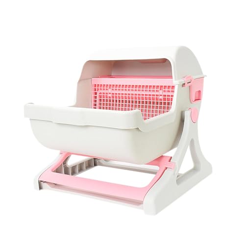 perfk Kätzchentoilette, Katzenstreubehälter, Katzenmöbel, halbautomatischer, schnell zu reinigender Katzenstreubehälter für alle Arten von Katzenstreu, ROSA perfk Kätzchentoilette, Katzenstreubehälter, Katzenmöbel, halbautomatischer, schnell zu reinigender Katzenstreubehälter für alle Arten von Katzenstreu, ROSA von perfk