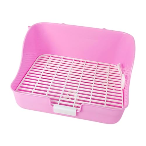 perfk Kaninchendrüsenbox Käfig Toilette leicht zu reinigen rechteckige Töpfchen Ecke Haustierkäfigwanne für Frettchen Chinchilla Eichhörnchen, Rosa von perfk