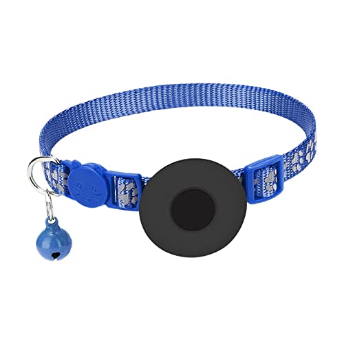 perfk Katzen-Halsband, reflektierendes Kätzchen-Halsband mit Glöckchen mit Etikettenhalter, verstellbares Haustier-Halsband, kleines Hunde-Halsband für, Blau von perfk
