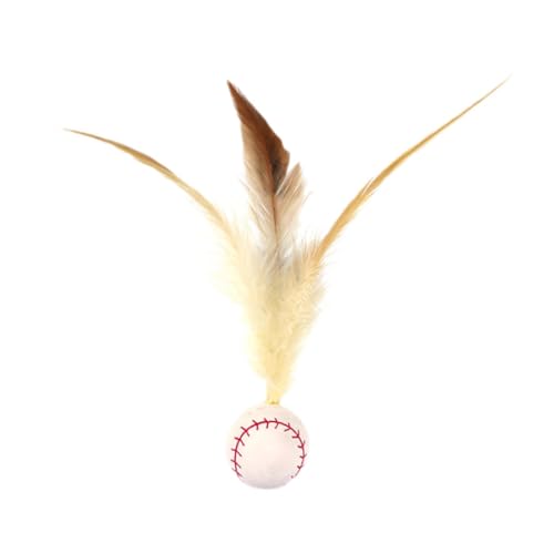 perfk Katzen Hüftball mit Feather Katze Feder Ball Spielzeug Unterhaltung Spielzeug lustiger interaktiver Federballspielzeug für Kätzchen Haustier Geschenk, Baseball perfk Katzen Hüftball mit Feather Katze Feder Ball Spielzeug Unterhaltung Spielzeug lustiger interaktiver Federballspielzeug für Kätzchen Haustier Geschenk, Baseball von perfk