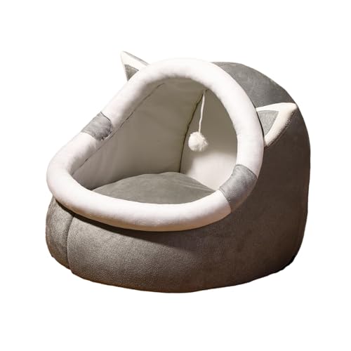 perfk Katzenbett, halbgeschlossenes Haustier-Katzennest, weiches Haustierzubehör, beruhigendes Schlummern, Schlafen, waschbarer Zwinger, Katzenhütte, L Grau perfk Katzenbett, halbgeschlossenes Haustier-Katzennest, weiches Haustierzubehör, beruhigendes Schlummern, Schlafen, waschbarer Zwinger, Katzenhütte, L Grau von perfk
