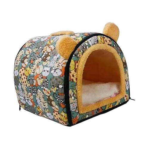 perfk Katzenbett für Hauskatzen, Höhlenbett, Herbst-Katzenzelt, waschbares Hundehüttennest für Zwergspitz-Kätzchen, Katzen, Chihuahua, GrÜn von perfk