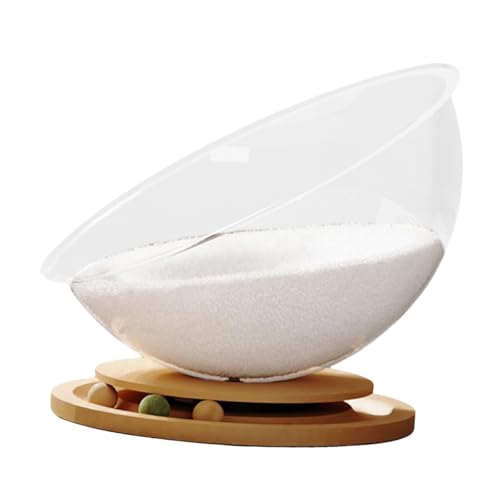 perfk Katzenbett in Raumkapselform, Katzenbett, leicht zu reinigen, Aktivitätszentrum, Bett für kleine Haustiere, Hängematte, Laufbälle, Spielzeug, Wood with Mat L von perfk