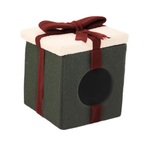 perfk Katzenbetten im Weihnachtsbox-Stil, Katzenversteck für den Winter, süß und warm für Hauskatzen, waschbar, bequemes Höhlenkatzenzelt für Kätzchen, GrÜn perfk Katzenbetten im Weihnachtsbox-Stil, Katzenversteck für den Winter, süß und warm für Hauskatzen, waschbar, bequemes Höhlenkatzenzelt für Kätzchen, GrÜn von perfk