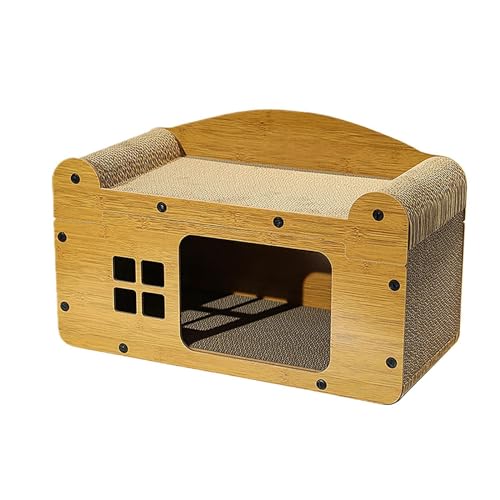 perfk Katzenhaus aus Karton, Loungebett, interaktiver Möbelschutz, 2-in-1-Kratzbrett, Katzenwohnung für Kleintiere, Kätzchen, m perfk Katzenhaus aus Karton, Loungebett, interaktiver Möbelschutz, 2-in-1-Kratzbrett, Katzenwohnung für Kleintiere, Kätzchen, m von perfk