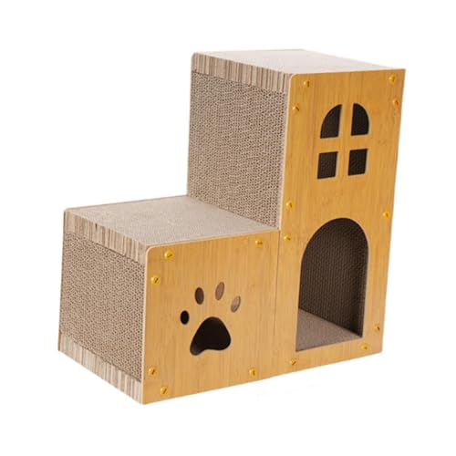perfk Katzenhaus aus Karton für Hauskatzen, Kratzbett, stilvoll, zu montieren, doppellagiger Katzenkratzbaum für Balkon, Wohnung, 45cm perfk Katzenhaus aus Karton für Hauskatzen, Kratzbett, stilvoll, zu montieren, doppellagiger Katzenkratzbaum für Balkon, Wohnung, 45cm von perfk