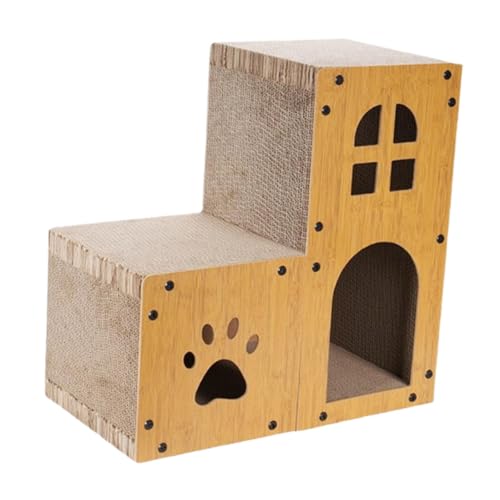 perfk Katzenhaus aus Karton für Hauskatzen, Kratzbett, stilvoll, zu montieren, doppellagiger Katzenkratzbaum für Balkon, Wohnung, 56cm von perfk