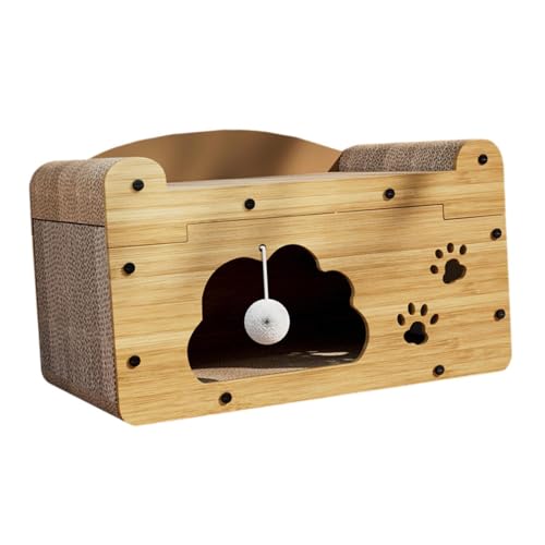 perfk Katzenhaus aus Wellpappe, Katzenhaus für Hauskatzen, Katzenmöbelschutz, Mehrzweckspielzeug, großes Kratzbett, Loungebett, Einzelne Schicht perfk Katzenhaus aus Wellpappe, Katzenhaus für Hauskatzen, Katzenmöbelschutz, Mehrzweckspielzeug, großes Kratzbett, Loungebett, Einzelne Schicht von perfk