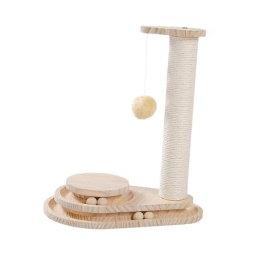 perfk Katzenkratzbaum für Hauskatzen, mit Holzkugelbahn, mit Ball-Katzenkratzbaum-Kätzchenspielzeug zur Katzenunterhaltung perfk Katzenkratzbaum für Hauskatzen, mit Holzkugelbahn, mit Ball-Katzenkratzbaum-Kätzchenspielzeug zur Katzenunterhaltung von perfk