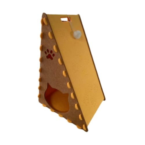 perfk Katzenkratzerhaus Interactive Ball Toy Kratzer Katzenmöbel Dreiecksumschlossen (leicht zu Montage) Versteck Nicht Skid, Braungelb von perfk