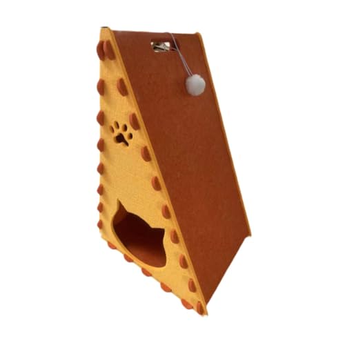 perfk Katzenkratzerhaus Interactive Ball Toy Kratzer Katzenmöbel Dreiecksumschlossen (leicht zu Montage) Versteck Nicht Skid, Orange Gelb von perfk