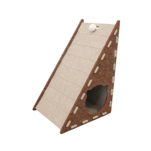 perfk Katzenkratzkissen, Interaktives Spielzeug für Innenkatzen, Dreieckiges Kratzspielzeug, Möbelschutz für Kleine, Mittelgroße Und Große Katzen, Kätzchen, Braun von perfk