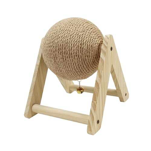 perfk Katzenkratzspielzeug aus Holz und Sisal, drehbarer Ball, Kaninchenspielzeug, vielseitig einsetzbar, verschleißfest, V-förmiges von perfk