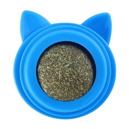 perfk Katzenminze-Spielzeugball, Kätzchen-Wandspielzeug, drehbares beißen für spielende Haustierkatzen, Haustierbedarf, bissfestes Kätzchen-Kauspielzeug, Blau von perfk