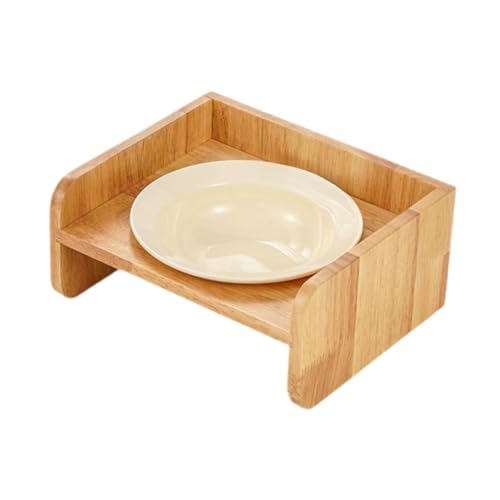 perfk Katzennapf, Futternapf mit Holzhalterung, rutschfest, stabil, abnehmbar, gegen Erbrechen, tragbarer Hundenapf für Kätzchen, Welpen, kleine Hunde, Beige perfk Katzennapf, Futternapf mit Holzhalterung, rutschfest, stabil, abnehmbar, gegen Erbrechen, tragbarer Hundenapf für Kätzchen, Welpen, kleine Hunde, Beige von perfk