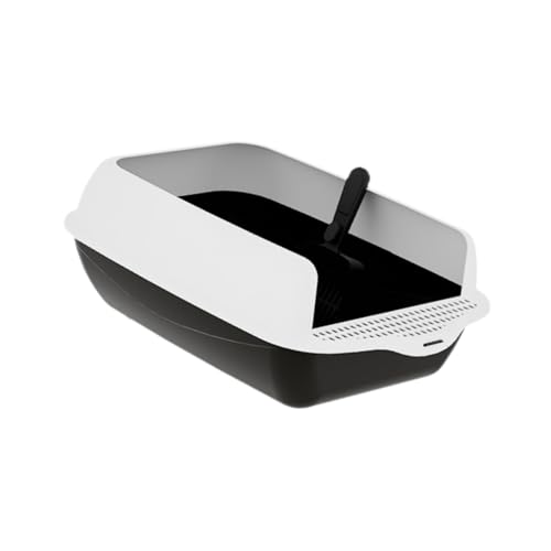 perfk Katzenstreubox, halb geschlossene Katzentoilette, Haustierversorgung, Hochkätzchen offene Töpfchen, Haustierstraudertablett für den Außenbereich, Schwarz perfk Katzenstreubox, halb geschlossene Katzentoilette, Haustierversorgung, Hochkätzchen offene Töpfchen, Haustierstraudertablett für den Außenbereich, Schwarz von perfk