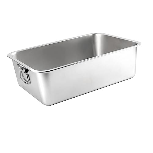 perfk Katzentoilette, Kätzchen-Töpfchen-Toilette, Edelstahl-Haustier-Sandbecken, großes Fassungsvermögen, spritzwassergeschützt, hochseitige Katzentoilette, 50x35x15cm mit Griff perfk Katzentoilette, Kätzchen-Töpfchen-Toilette, Edelstahl-Haustier-Sandbecken, großes Fassungsvermögen, spritzwassergeschützt, hochseitige Katzentoilette, 50x35x15cm mit Griff von perfk