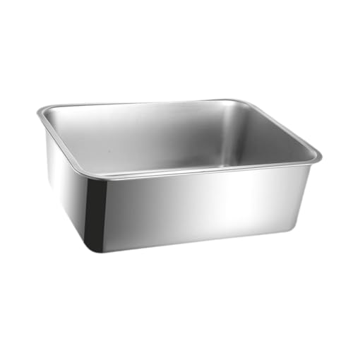 perfk Katzentoilette, Katzentoilette, Katzenklo, Katzentoilette aus Edelstahl, Sandkasten, hohe Seitenwände, Spritzschutz, Haustierbedarf, Bettpfanne, 39.5 cm X 29.5 cm von perfk