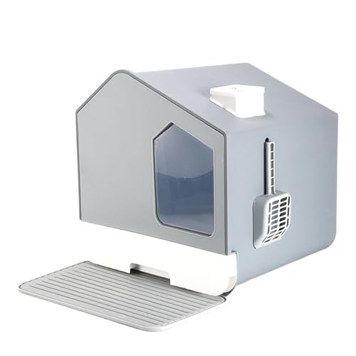 perfk Katzentoilette, Katzentoilette, leicht zu reinigen, spritzsicher, Heimtierbedarf, Katzenbettpfanne, Hüttendesign mit Schubladenpfanne, Grau perfk Katzentoilette, Katzentoilette, leicht zu reinigen, spritzsicher, Heimtierbedarf, Katzenbettpfanne, Hüttendesign mit Schubladenpfanne, Grau von perfk