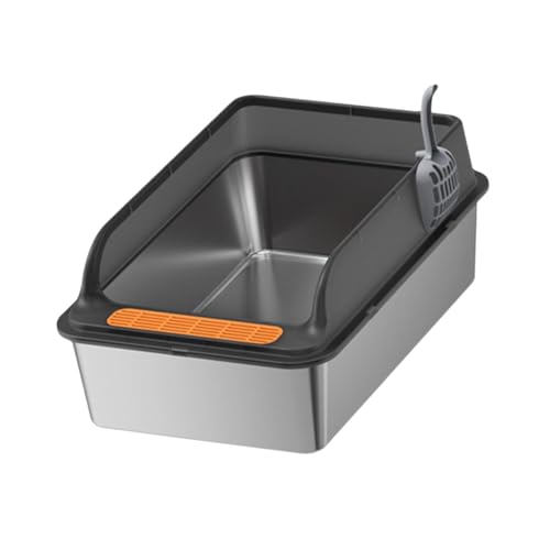 perfk Katzentoilette, Katzentoilette mit Löffel, Oben offen, Katzenbettpfanne, halbgeschlossene Katzentoilette, Katzensandkasten für Hauskatzen, Schwarz perfk Katzentoilette, Katzentoilette mit Löffel, Oben offen, Katzenbettpfanne, halbgeschlossene Katzentoilette, Katzensandkasten für Hauskatzen, Schwarz von perfk