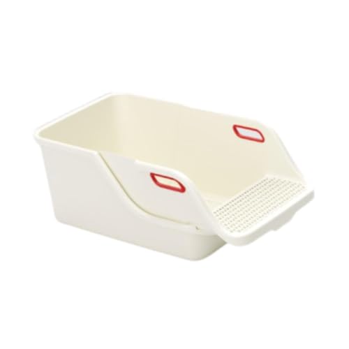 perfk Katzentoilette, Katzentoilette mit Sieb, hohe Seitenwände, Spritzschutz für Kaninchen, vielseitig einsetzbar, Oben offen, 71,1 x 38,1 x 27,9 cm, Weiß von perfk