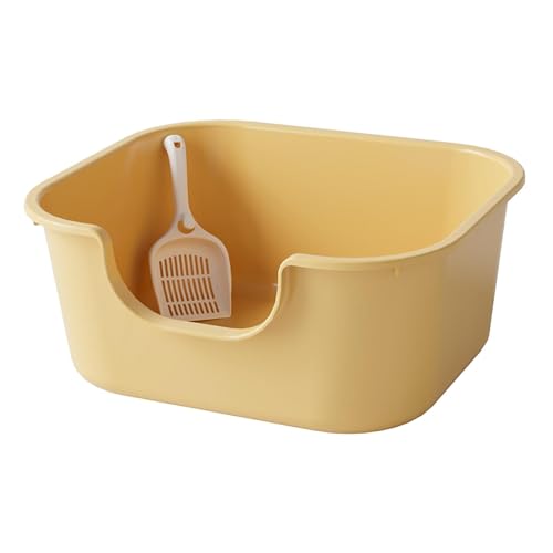 perfk Katzentoilette, Katzentoilette mit hoher Seite, halbgeschlossen, spritzwassergeschützt, Oben offene Haustiertoilette, Sieb-Katzentoiletten, Gelb perfk Katzentoilette, Katzentoilette mit hoher Seite, halbgeschlossen, spritzwassergeschützt, Oben offene Haustiertoilette, Sieb-Katzentoiletten, Gelb von perfk