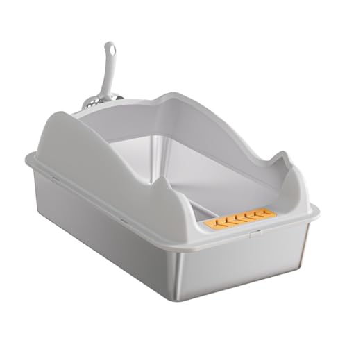 perfk Katzentoilette, Oben offen, Haustiertoilette, spritzwassergeschützt, mit hohen Seiten, Katzensandkasten, Behälter, Haustiertoilette für Katzen im, Hellgrau von perfk