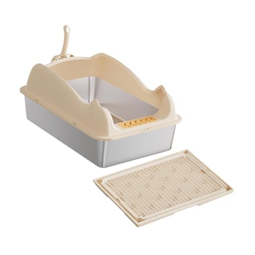 perfk Katzentoilette, Oben offen, Haustiertoilette, spritzwassergeschützt, mit hohen Seiten, Katzensandkasten, Behälter, Haustiertoilette für Katzen im, Khaki mit Matte perfk Katzentoilette, Oben offen, Haustiertoilette, spritzwassergeschützt, mit hohen Seiten, Katzensandkasten, Behälter, Haustiertoilette für Katzen im, Khaki mit Matte von perfk