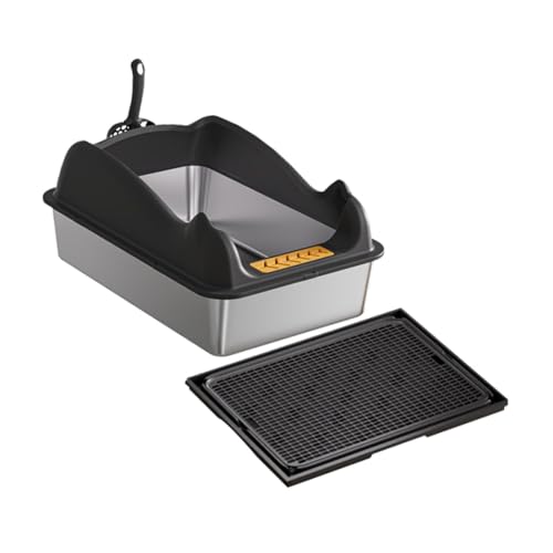 perfk Katzentoilette, Oben offen, Haustiertoilette, spritzwassergeschützt, mit hohen Seiten, Katzensandkasten, Behälter, Haustiertoilette für Katzen im, Schwarz mit Matte perfk Katzentoilette, Oben offen, Haustiertoilette, spritzwassergeschützt, mit hohen Seiten, Katzensandkasten, Behälter, Haustiertoilette für Katzen im, Schwarz mit Matte von perfk