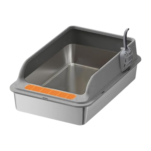 perfk Katzentoilette aus Edelstahl für Kätzchen, Töpfchen, Katzensandbecken, leicht zu reinigen, mit hohen Seiten, abgesenkter Vorderseite, Katzenstreu, Dunkelgrau perfk Katzentoilette aus Edelstahl für Kätzchen, Töpfchen, Katzensandbecken, leicht zu reinigen, mit hohen Seiten, abgesenkter Vorderseite, Katzenstreu, Dunkelgrau von perfk