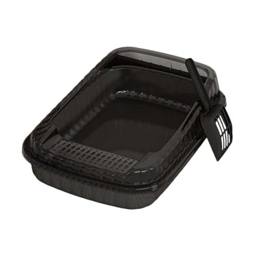 perfk Katzentoilette für Kätzchen, Tragbar mit Hoher Seite Und Offener Oberseite für Kleine bis Mittlere Haustiere, Schwarz perfk Katzentoilette für Kätzchen, Tragbar mit Hoher Seite Und Offener Oberseite für Kleine bis Mittlere Haustiere, Schwarz von perfk
