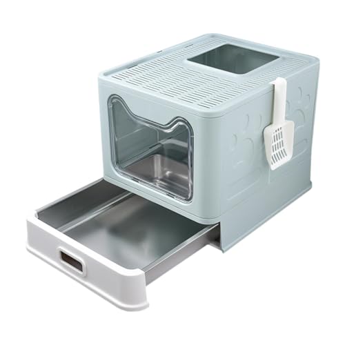 perfk Katzentoilette mit Deckel, Katzentoilette, zusammenklappbar, leicht zu reinigen, Eingang vorne, Ausgang Oben, für Hauskatzen, Katzentoilette, Blau perfk Katzentoilette mit Deckel, Katzentoilette, zusammenklappbar, leicht zu reinigen, Eingang vorne, Ausgang Oben, für Hauskatzen, Katzentoilette, Blau von perfk