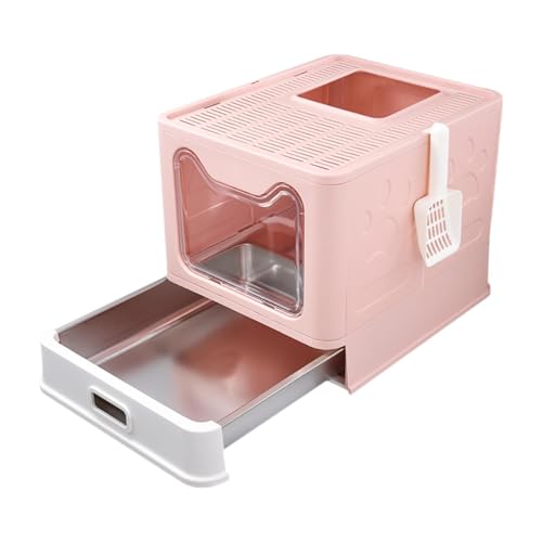 perfk Katzentoilette mit Deckel, Katzentoilette, zusammenklappbar, leicht zu reinigen, Eingang vorne, Ausgang Oben, für Hauskatzen, Katzentoilette, Rosa perfk Katzentoilette mit Deckel, Katzentoilette, zusammenklappbar, leicht zu reinigen, Eingang vorne, Ausgang Oben, für Hauskatzen, Katzentoilette, Rosa von perfk