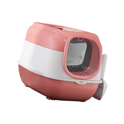 perfk Katzentoilette mit Haube, Katzentoilette für Haustiere mit Deckel, stabil, groß, Katzentoilette, Haustierzubehör, große, ROSA von perfk