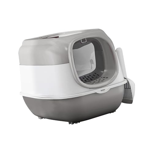 perfk Katzentoilette mit Haube, Katzentoilette für Haustiere mit Deckel, stabil, groß, Katzentoilette, Haustierzubehör, große, grau perfk Katzentoilette mit Haube, Katzentoilette für Haustiere mit Deckel, stabil, groß, Katzentoilette, Haustierzubehör, große, grau von perfk