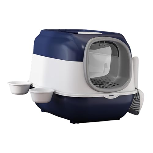 perfk Katzentoilette mit Haube, Sandkasten, komplett geschlossene Katzentoilette, Spritzschutz, große Katzentoilette für Hauskatzen, Dunkelblau perfk Katzentoilette mit Haube, Sandkasten, komplett geschlossene Katzentoilette, Spritzschutz, große Katzentoilette für Hauskatzen, Dunkelblau von perfk