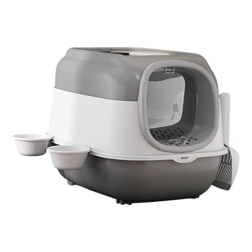 perfk Katzentoilette mit Haube, Sandkasten, komplett geschlossene Katzentoilette, Spritzschutz, große Katzentoilette für Hauskatzen, grau perfk Katzentoilette mit Haube, Sandkasten, komplett geschlossene Katzentoilette, Spritzschutz, große Katzentoilette für Hauskatzen, grau von perfk