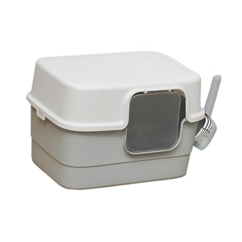 perfk Katzentoilette mit Haube und hohen Seitenwänden für Hauskatzen, Spritzschutz, geschlossene und abgedeckte Katzentoilette, Katzentoilette von perfk