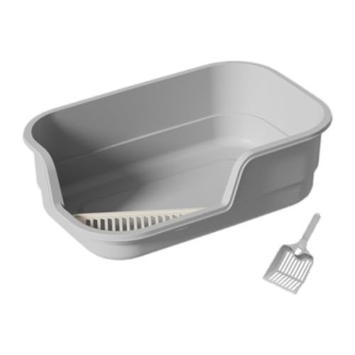 perfk Katzentoiletten,Antihaftbeschichtete Katzentoilette,Große,Tragbare Katzentoilette mit Spritzschutz An Den Seiten,Katzentoilette,Sandkasten für, Grau von perfk