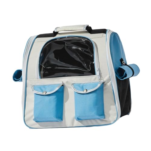 perfk Katzenträger-Rucksack, Katzen-Hunde-Rucksack-Tasche, Verstellbarer Riemen, atmungsaktiver Haustier-Reiserucksack, Hunde-Katzenträger für Spaziergänge, Blau von perfk