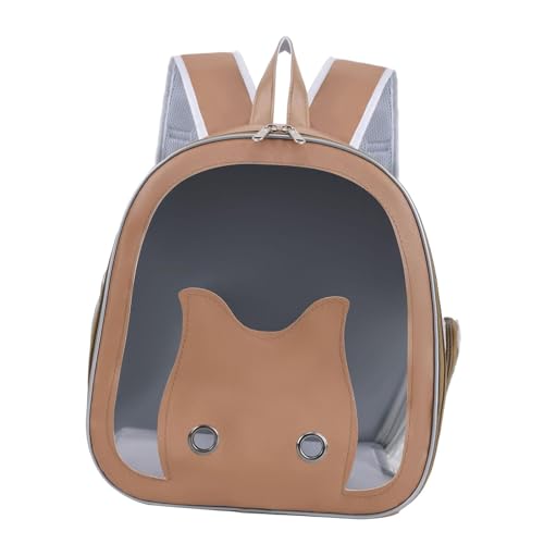 perfk Katzentrage-Rucksack, tragbarer Haustier-Reiseträger für Hunde, Welpen, Kaninchen, Belüftung, Haustierblasen-Rucksack für Wanderreisen, braun von perfk