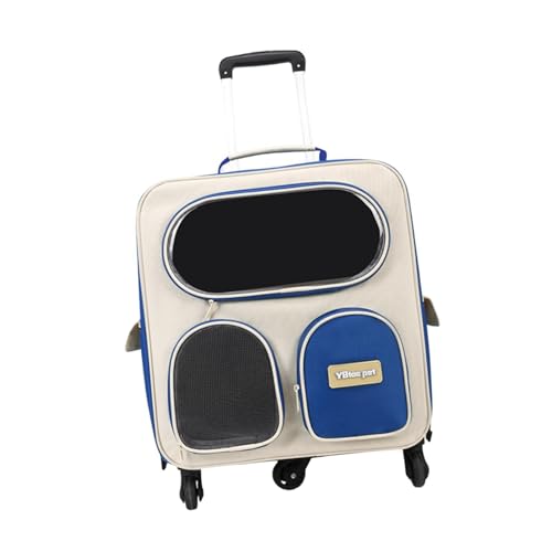 perfk Katzentrage-Rucksack mit Trolley, tragbar, seitliches Netzfenster, bequem, wasserdicht, große Kapazität, Teleskopstange, atmungsaktiv, Blau perfk Katzentrage-Rucksack mit Trolley, tragbar, seitliches Netzfenster, bequem, wasserdicht, große Kapazität, Teleskopstange, atmungsaktiv, Blau von perfk